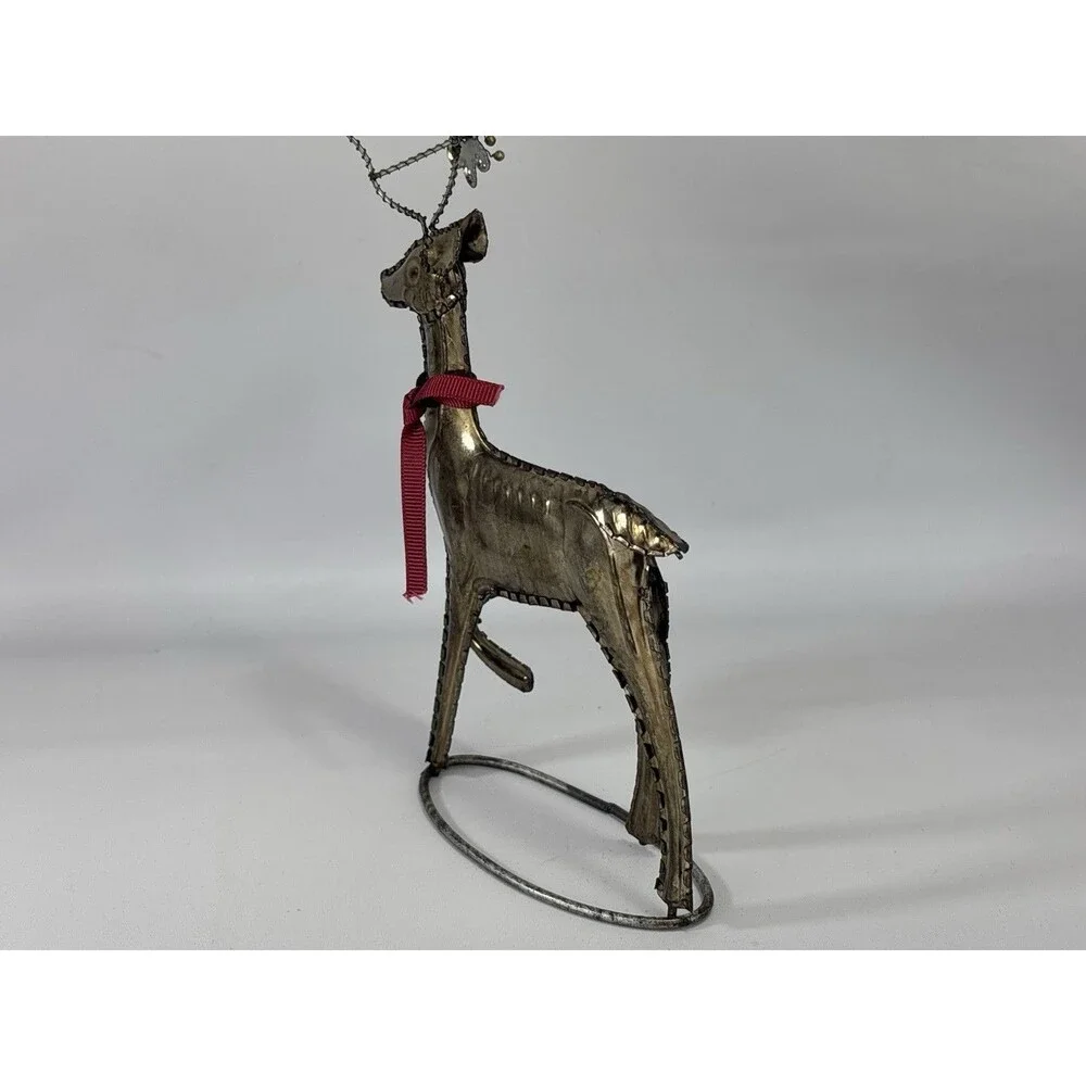 2x Pottery Barn Pressed Metal Reindeer Christmas Flower Antlers UNIQUE Decor HTF